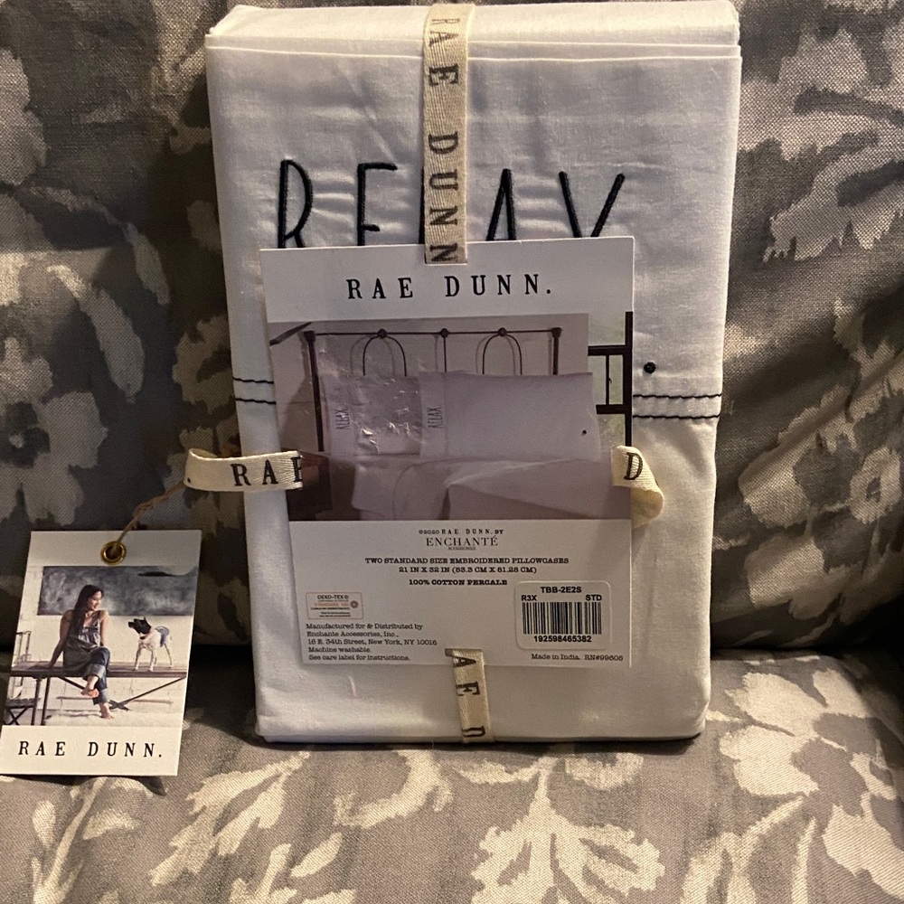 Rae Dunn White Relax Pillowcase Set